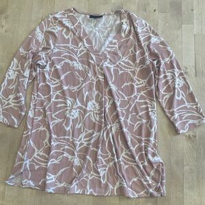 Alfani Blossom V-Neck Blouse - Blush and Ivory